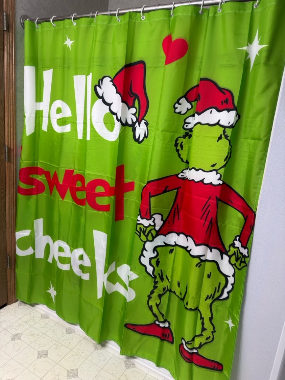 Holiday Grinch Shower Curtain - Green and Red